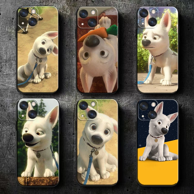 Disney Bolt Cute Apple iPhone Case For 16 15 14 13 12 11 Mini XS XR X Pro Max Plus Black Soft Cover