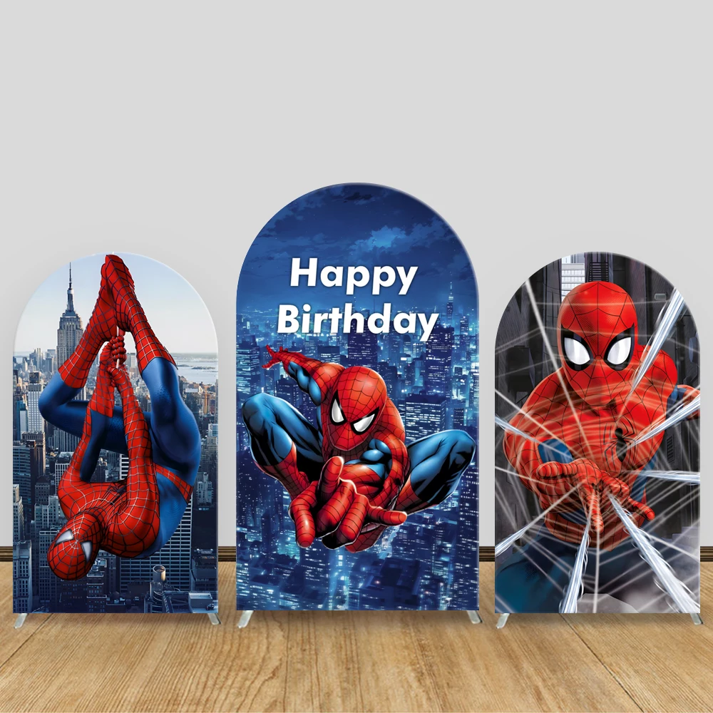 

TB Spider-Man Arch Backdrop Cover Disney Kids Boy Birthday Baby Shower Decoration Marvel Superhero Party Photography Background