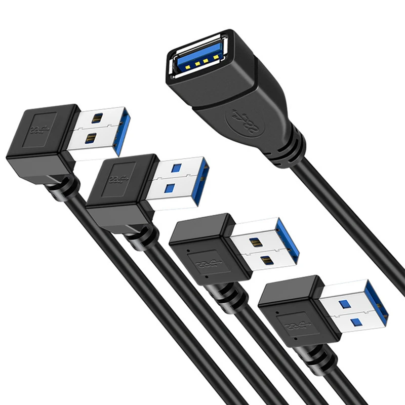 USB 3.0  Angle 90 Degree UP & Down Left & Right Extension  Male to Female Adapter Cord, Length: 15cm