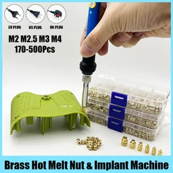 Tuerca de inserción de calor de latón, punta de hierro, M2, M3, M4, M5, Kit de rosca integrada, herramienta de inserción de calor, impresión 3D, soldador de plástico