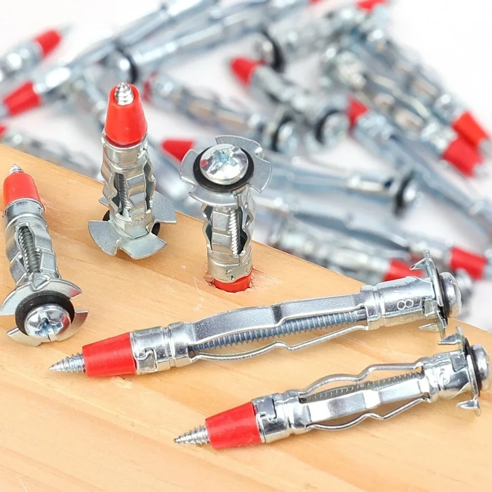 35/46/59mm Red Pointed Expansion Screws Gypsum Board Woodworking Fasteners Bolt Sets Cross Screws Metal Fasteners Home Hardware