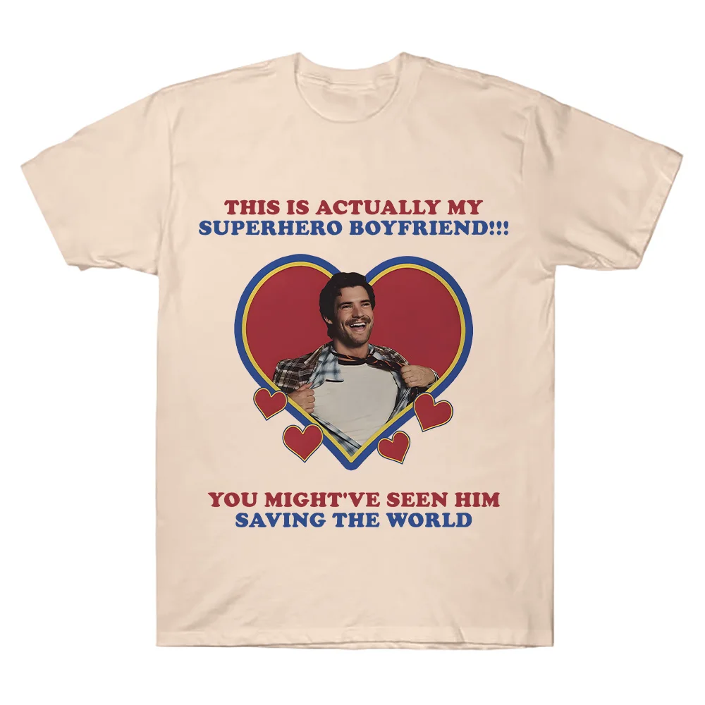 تي شيرت David Corenswet I Love My Boyfriends تي شيرت David Corenswet Fan هدية تي شيرت بطل السوبر قطن ملابس علوية عالية الجودة للجنسين #3