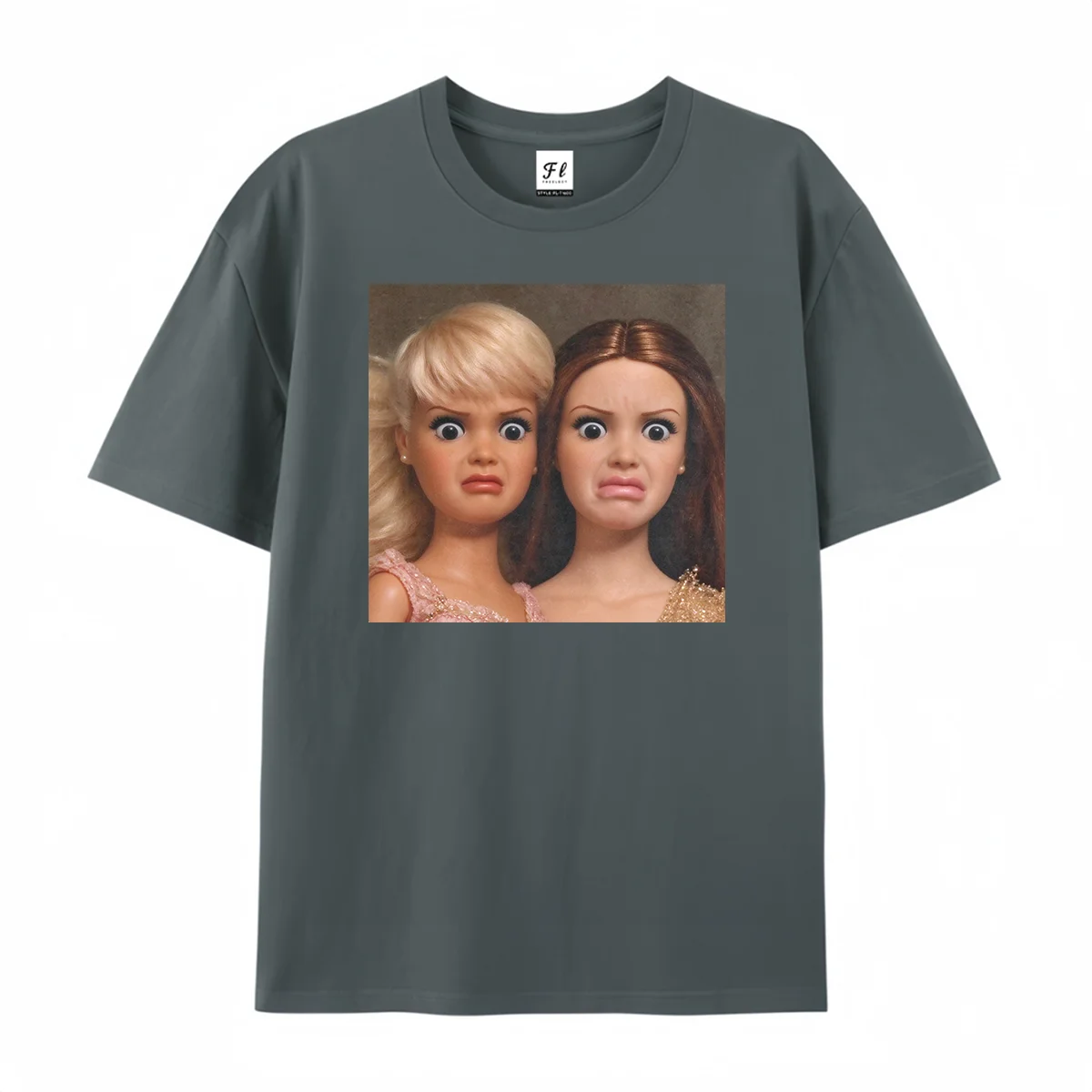 Funny Two Shocked Dolls Meme T Shirt for Men Women Vintage Surprised Face Graphic Tee Humor Reaction Casual Short Sleeve Tops