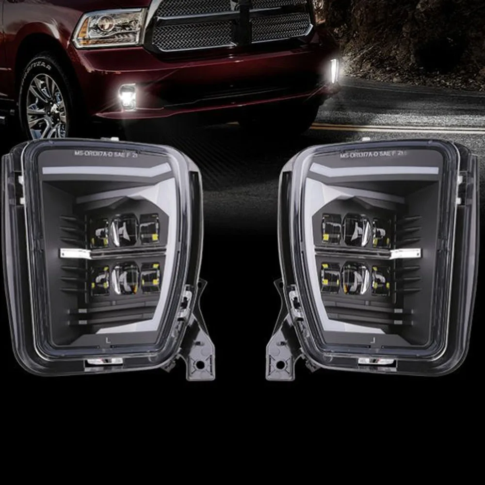 Pair LED Car Front Bumper Fog Lamps Driving Lights For Dodge Ram 1500 2013 2014 2015 2016 2017 2018 68104821AC 68104820AC