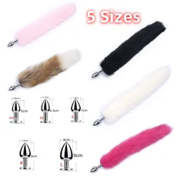 XXS/XS/S/M/L Metal Anal Plug Ass Fox Tail Erotic Bdsm Fetish Butt Extender Dilator Role Play Adult Games Sex Toys For Women Gay