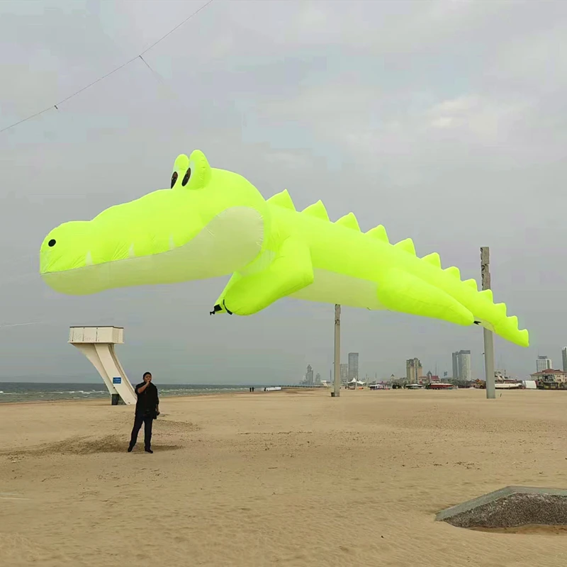 Gratis verzending 10 m Krokodil vliegeren string lijn zachte kite pilot opblaasbare vliegers Vliegende speelgoed kite lijn reel professionele kite