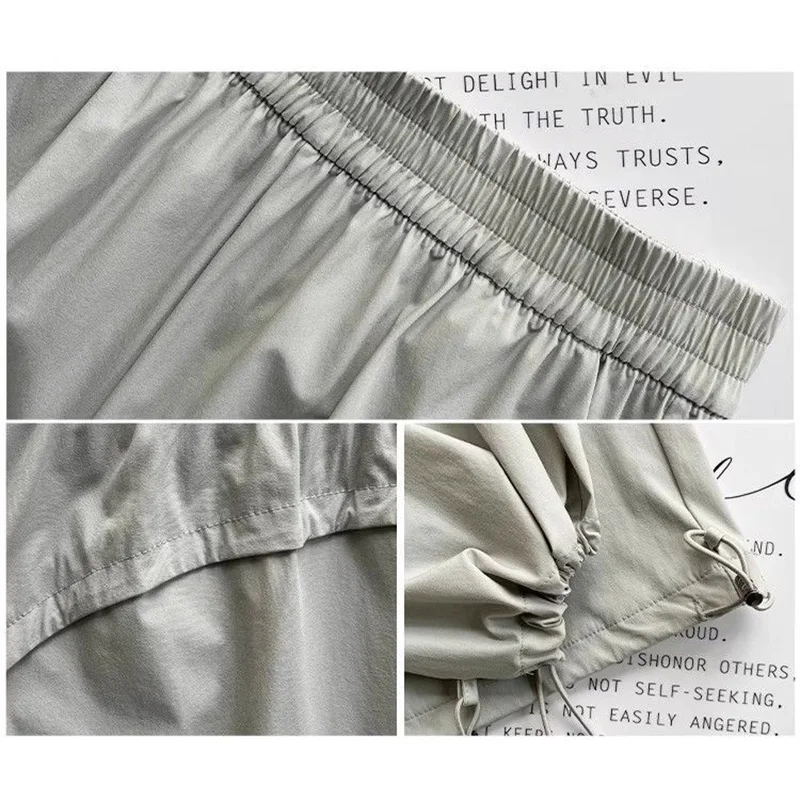 Mädchen Schnell Trocknend Hohe Taille Cargo Hosen Weibliche Klassische Feste Gerade Bein Hosen Dame Koreanische Mode Baggy Täglichen Hosen