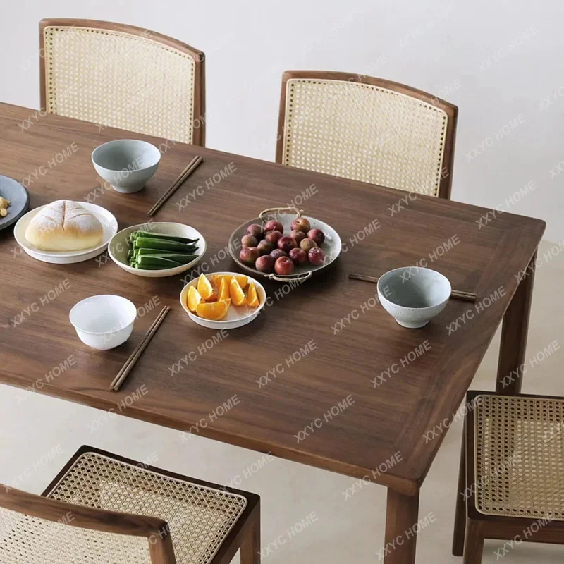 JNew Chinese black walnut dining table Song aesthetic zen long table