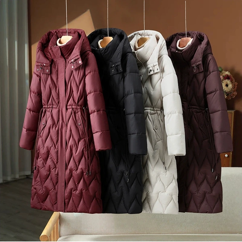 Parki Damskie Zimowe Kurtki Płaszcze z Kapturem Kurtki Puchowe Bawełniane Damskie Grube Ciepłe Odzież Śnieżna Długie Ubrania Bawełniane Odzież Wierzchnia Płaszcze