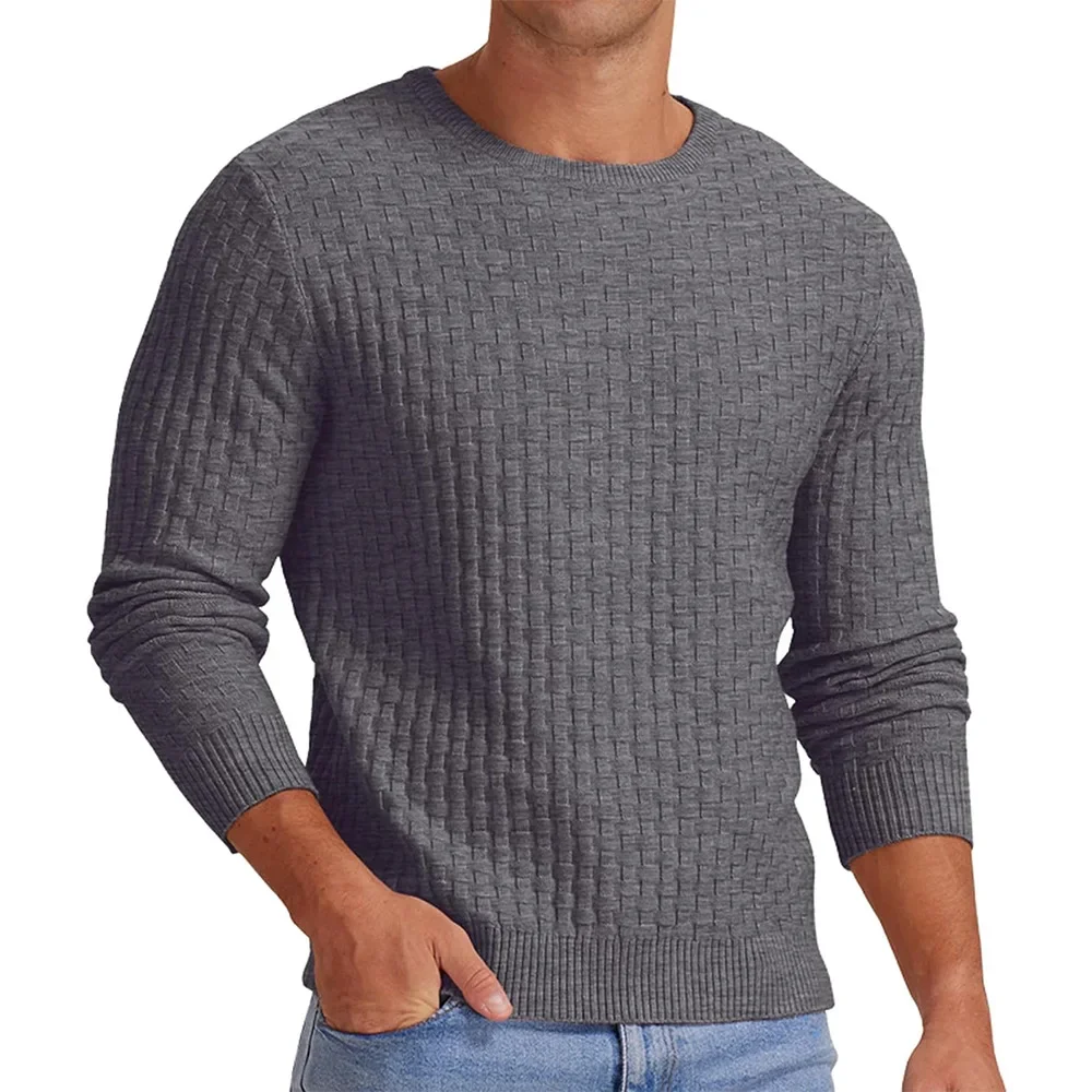 New European and American Men's Round Neck Pullover Sweater with Autumn and Winter Long Sleeves V-neck Thick Knit Base Sweater