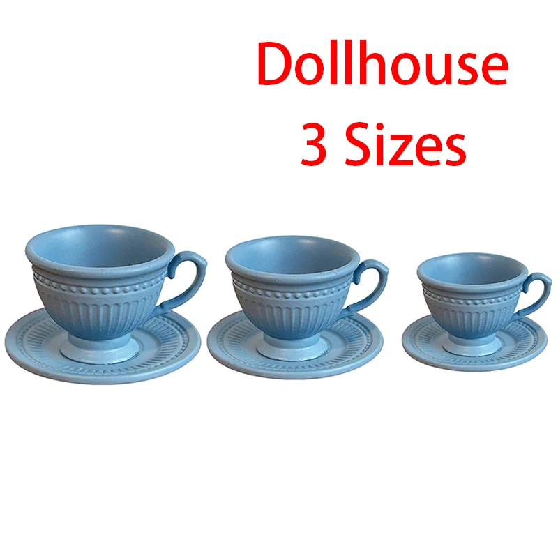 2PCS Small Luxury French Coffee Cup Plate Set Toy Dollhouse Mini Furniture Model DIY Accessories Miniature Scene Decoration