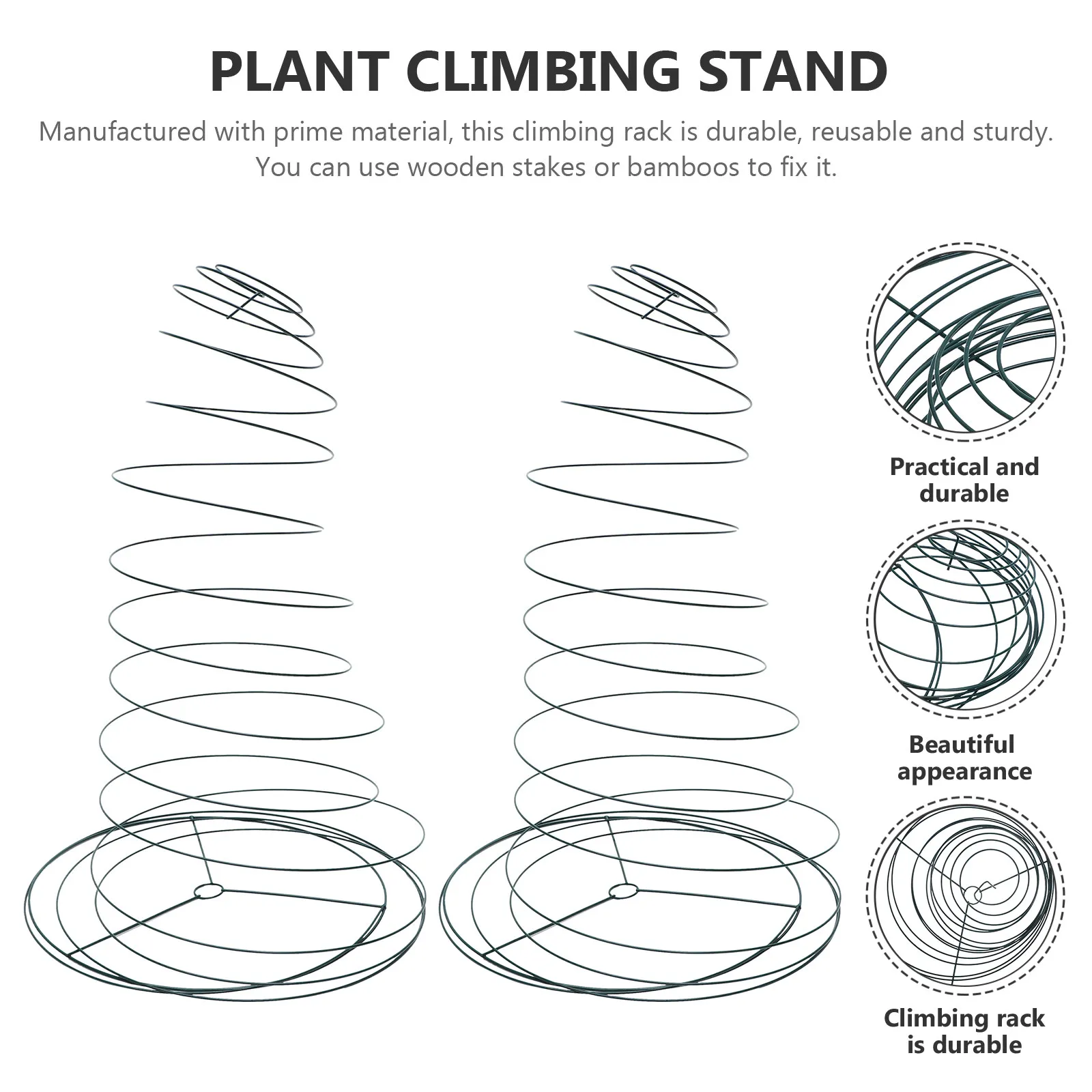 

Комплект из 2 спиральных опор для растений: подставка для томатов и вьющихся растений, садовая решетка, прочная подставка для вьющихся растений из нержавеющей стали