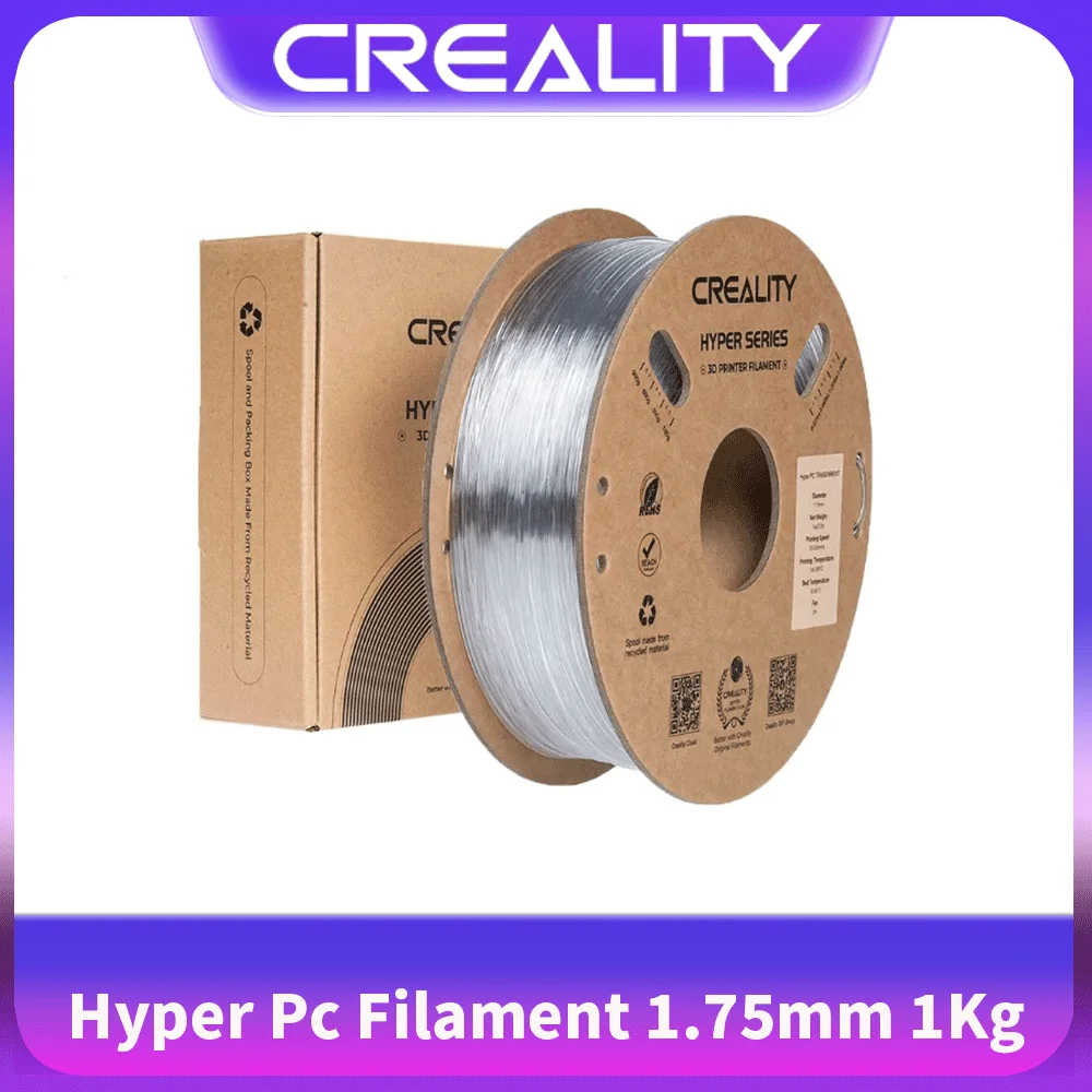 

Creality Hyper PC Filament 1.75mm 1KG Transparent Tough & Rigid High Heat Resistance New 3d Printer Filament for All 3D Printers