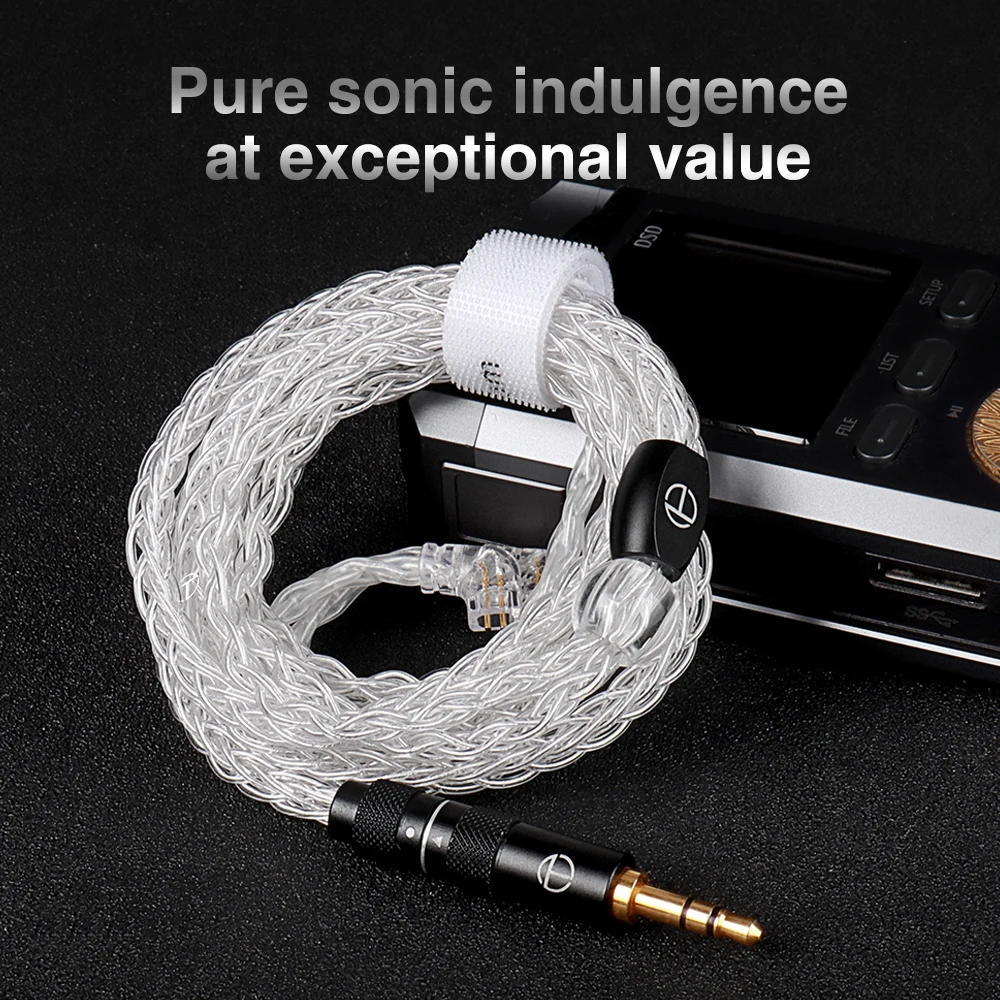 TRN T3 PRO 8 Core Pure Silver Cable 4.4/ 2.5/3.5/Type C MMCX/2PIN Connector Upgraded Wire Earphones For Kz Moondrop VX PRO BAX