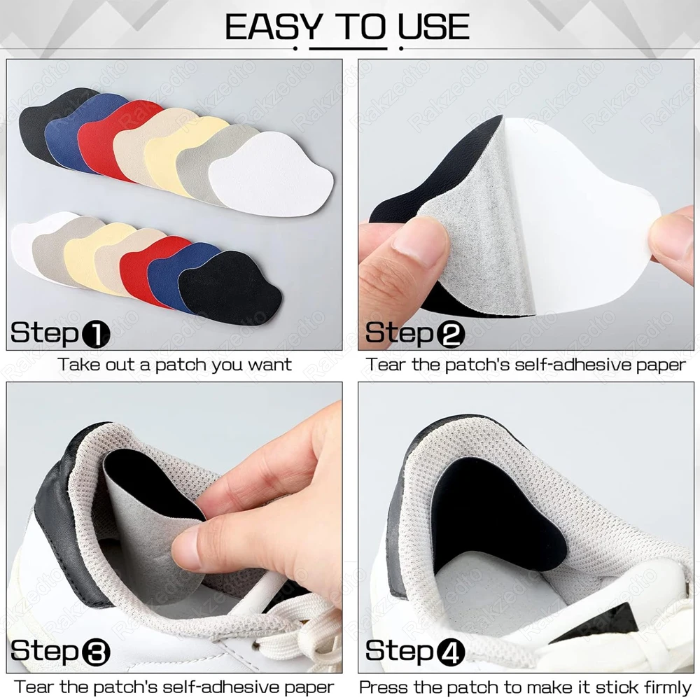 깨진 작업 부츠 수리 스티커 운동화 발뒤꿈치 보호대 자체 접착식 마모 방지 발 신발 패치용 4Pcs 발 뒤꿈치 수리 패치