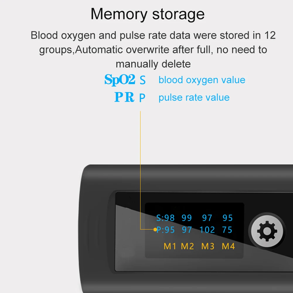 Bluetooth Finger Pulse Oximeter Sleep Monitoring Alarm Blood Oxygen Heart Rate Saturation Meter Internal Storage Log Data