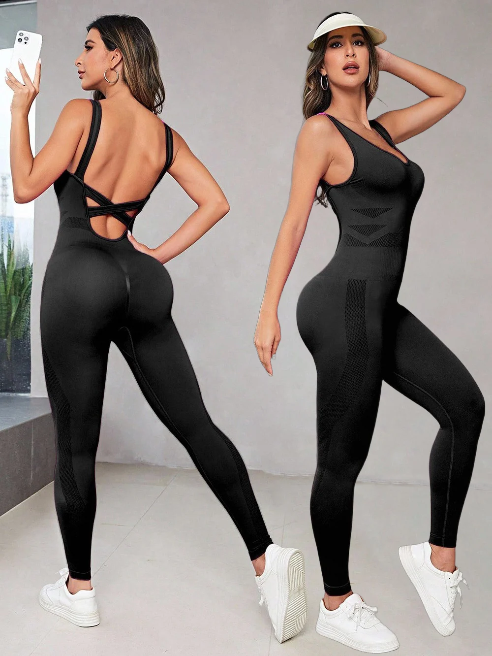Women's Seamless Open Back Bodysuit - High Elastic Butt Lift, Compression Fit for Yoga Gym Outdoor Fitness