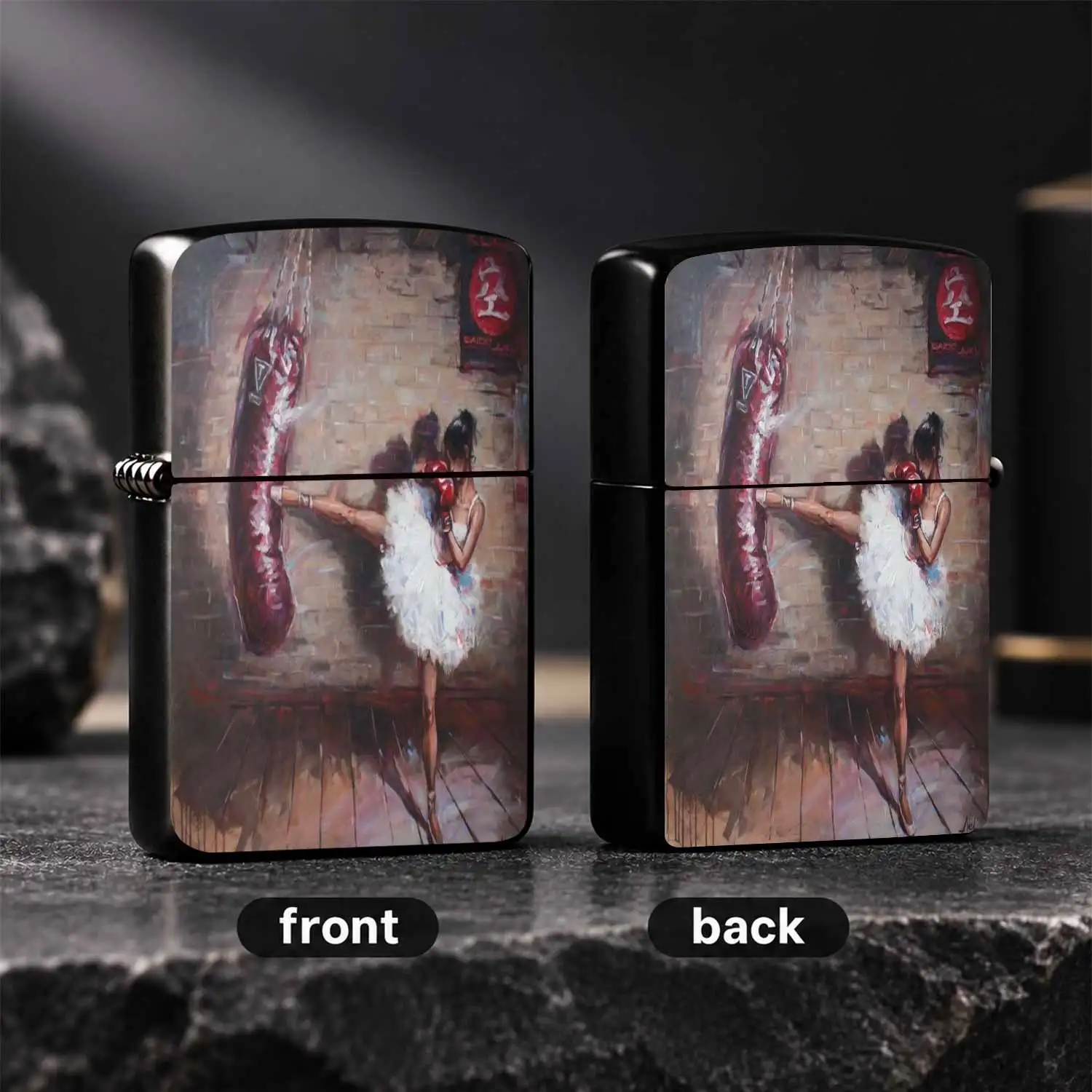 Artistic Oil Painting Style Ballerina Kick Boxing Patterned Lighter, Dynamic Unique Decorative Accessory, Ideal For Daily Casual Use, Outdoor Activities, Gifting On Various Occasions, Exquisite Trendy Portable Item With A Humorous And Inter