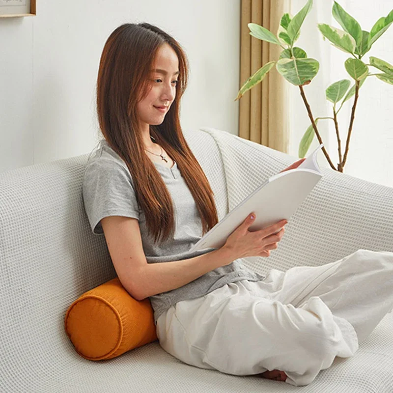 Round Pillow Case Removable Cylindrical Cushion Cover Head Back Leg Lumber Support Cervical Roll Headrest Massage Pillowcover
