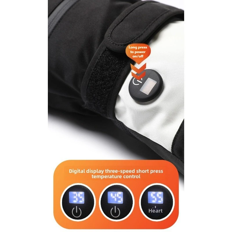 2025 قفازات التزلج الذكية ساخنة USB إعادة شحن 3-ألياف الكربون الحرارة مقاوم للماء لمس LED درجة الحرارة الرقمية الشتاء على الجليد Cycling9