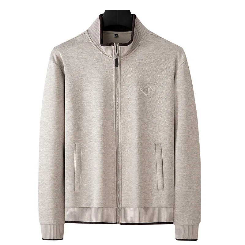 Minglu Autumn Winter Wool Men's Sweatshirts Luxury Solid Color Stnad Collar Letter Embroidery Sport Casual Male Hoodies 4XL