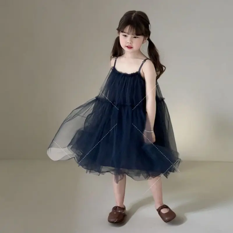 Girls Princess Summer Dress 2026 New Baby Foreign Suspender Mesh Dress Skirt Suspender Skirt
