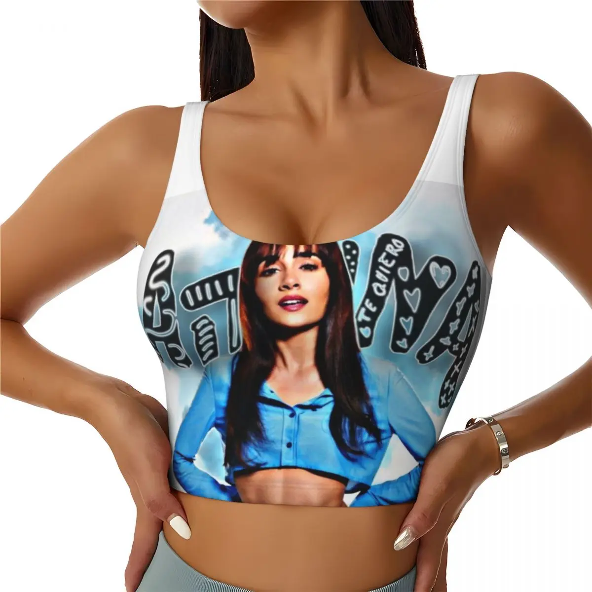 

Custom Spanish Reality TV Singer Actor Aitanas Sports Bra Women High Impact Workout Yoga Crop Top