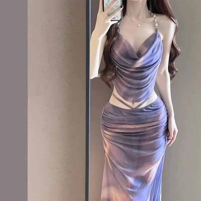 2025 Women's Slimming 3-Piece Bikini Set with Split Skirt And Cover-Up Long Beach Vacation Swimsuit Separate Sexy Swimwear