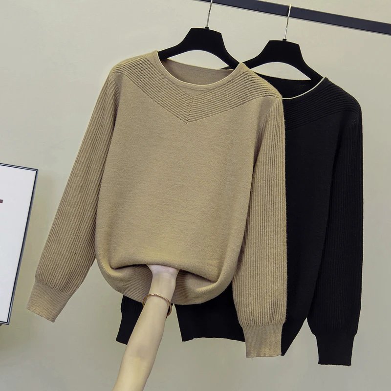 

2023 Autumn Winter Loose Knit Sweater Pullover Women Stylish Fashion Elegant Chic Knitwear Tops Long Sleeve O-neck Jumpers