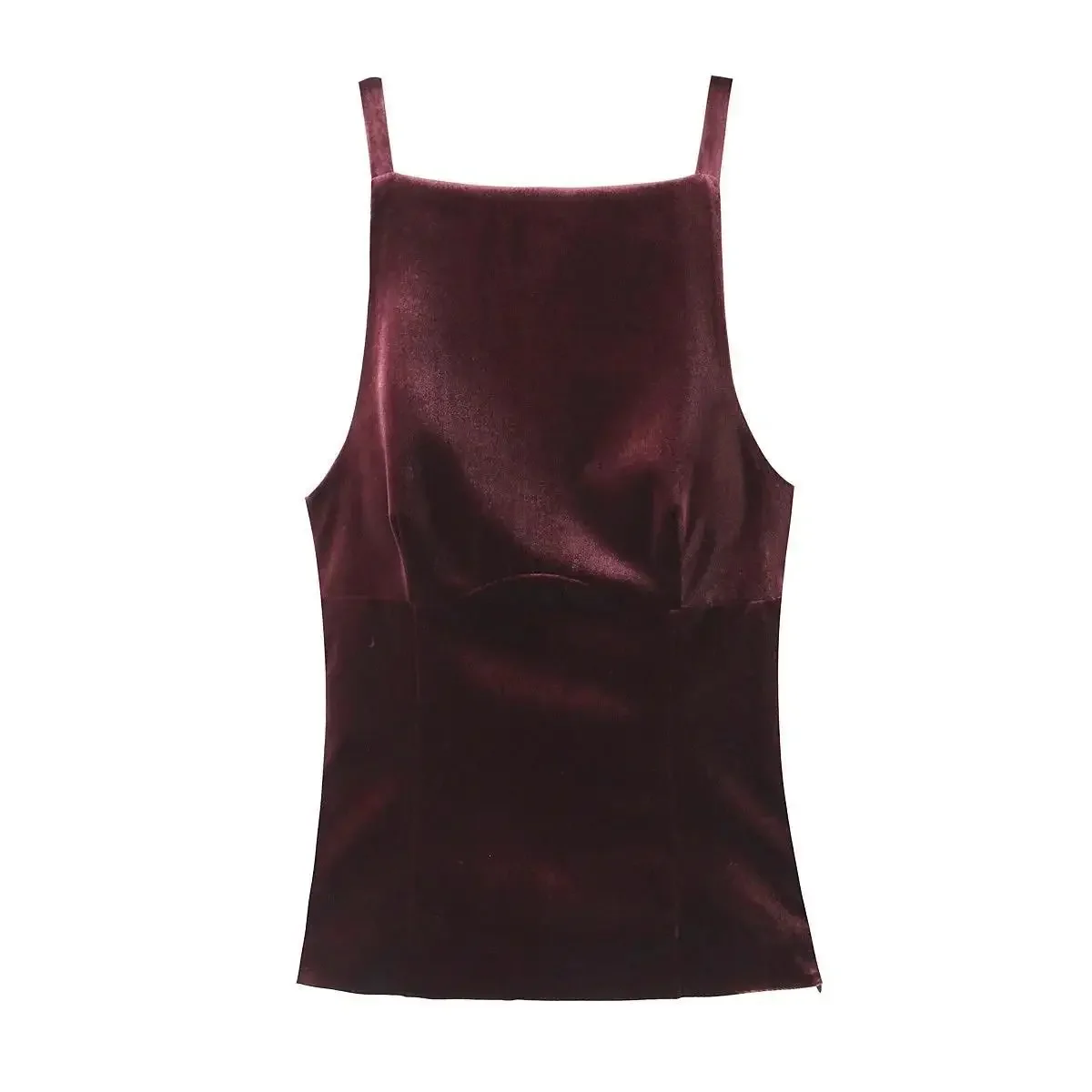 Women Red Velvet Tank Tops Backless Bow Bandage Top