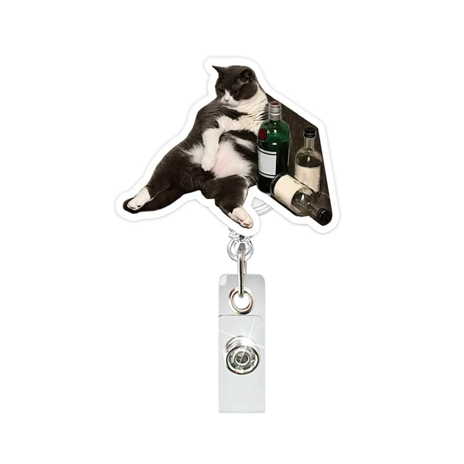 1 Stuks Grappige Kat Uitdrukking Intrekbare Ziekenhuis Verpleegkundige Badge Houder Reel Leuke Cartoon Miauw Id Tag Werk Kaarthouder sleutelhangers