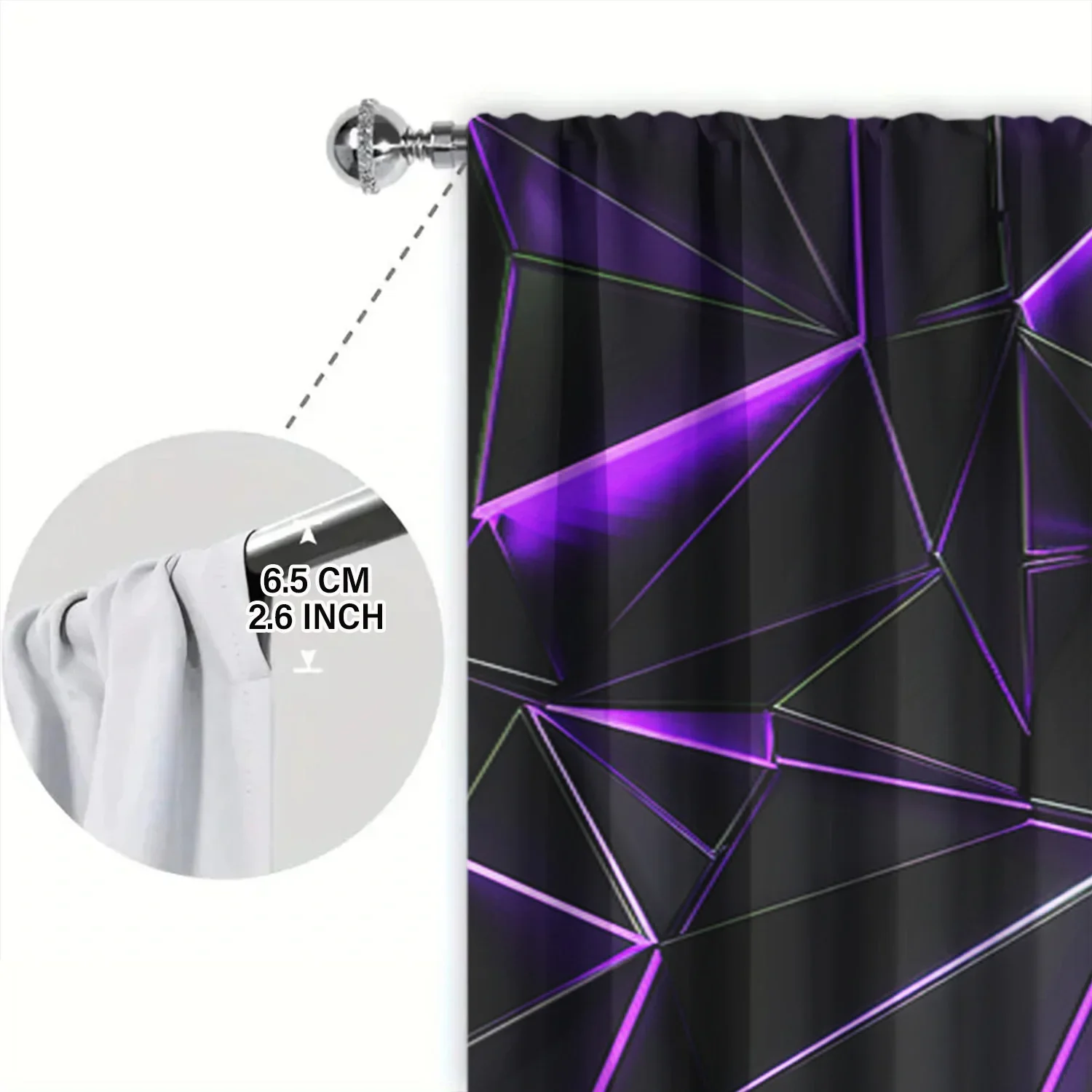 2pcs Purple Irregular Geometry Printed Curtain for Home Decor-Rod Pocket Window Treatment for Bedroom,Office,Kitchen,Living Room