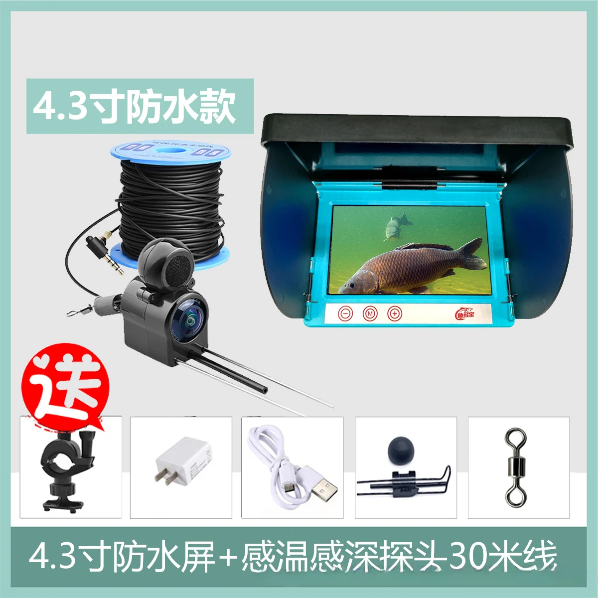 FOR Visual fish finder, fully waterproof display screen, temperature-sensing deep underwater camera, ultra-clear day and night