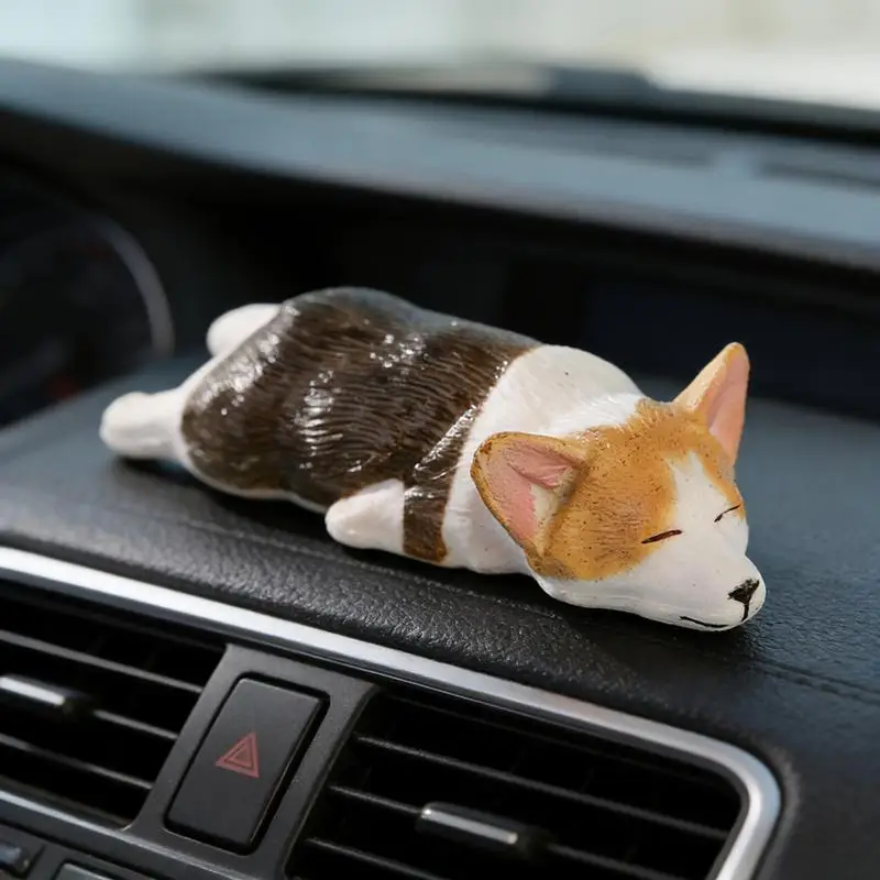 Acessórios para Carro: Brinquedos para Cães no Painel, Mini Boneco de Resina Corgi, Enfeite de Cachorrinho Fofo para Interior Automotivo, Decorações e
