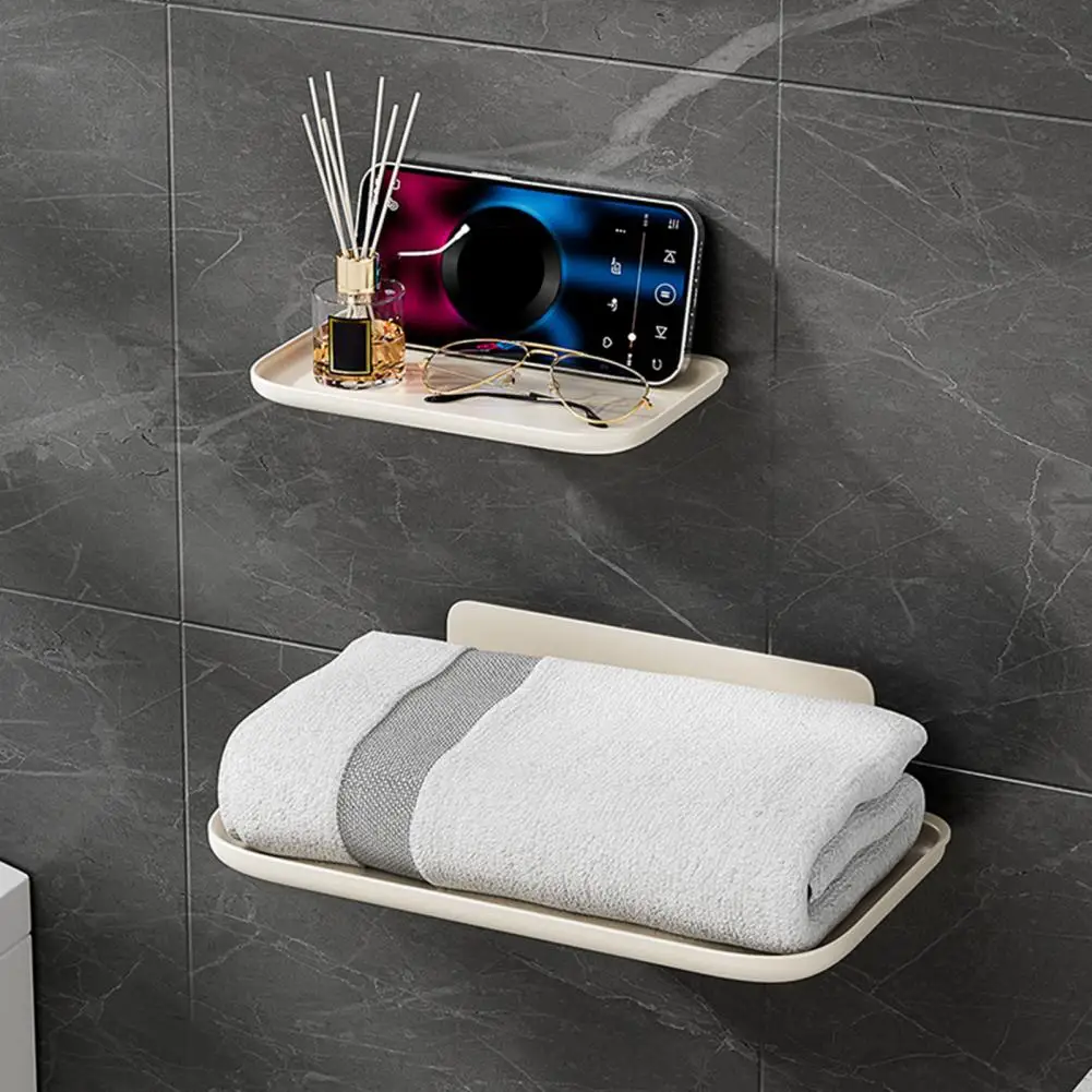 

Storage Rack Wall Mounted Bathroom Organizer Tray Strong Load-bearing Foldable Design Storage Tray Towel Holder