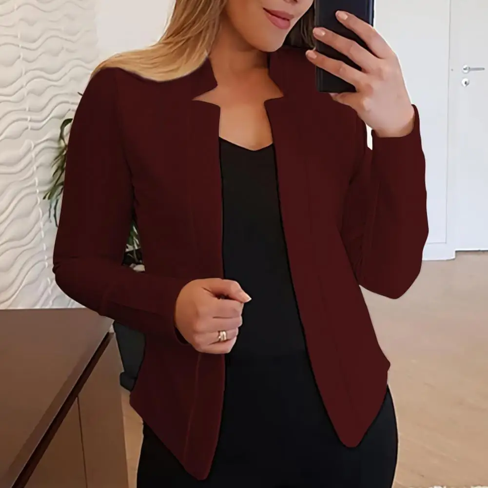 Chaqueta informal con frente abierto para mujer, Blazer ajustado sin botones, ropa de oficina, otoño