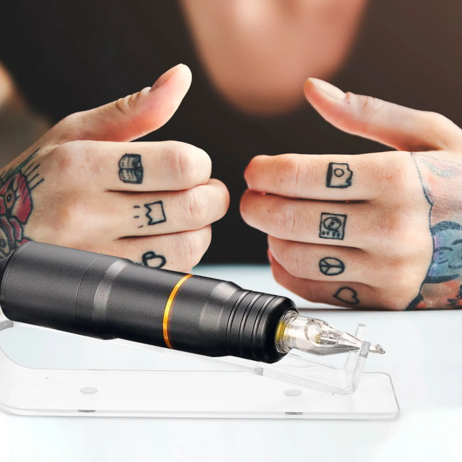 Solid Acrylic Tattoo Machine Acrylic Display Stand for Eyebrow Pens Coil Machines Beauty Salon Supplies Organizer Stable Base