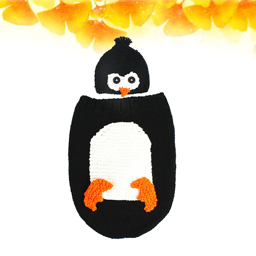

Newborn Baby Costume Penguin Cartoon Style Hand-Knitted Crochet Outfit 0-6 Months Soft Comfortable Baby Shower Gift