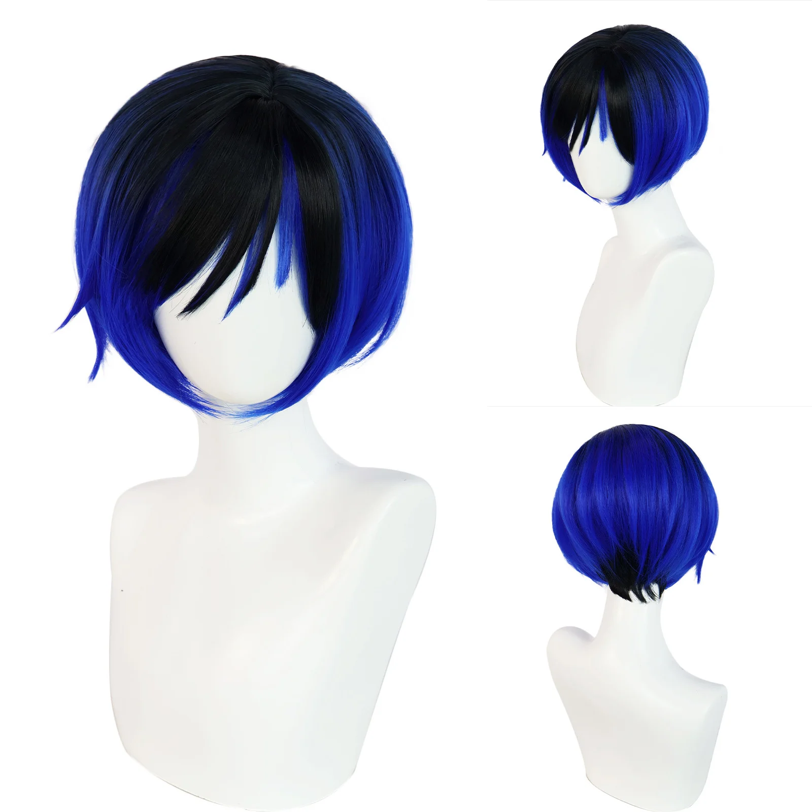 Game Rera Cosplay Wig Black Blue Two Colors Heat Resistant Hair Synthetic Prop Adult Men Halloween Carnival Party Accessory