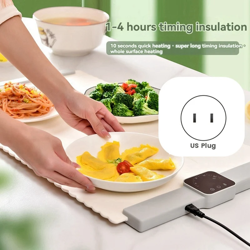 Premium Silicone Heating Mat For Food With Timing Function For Parties Holidays Entertaining And Home Dinners US Plug