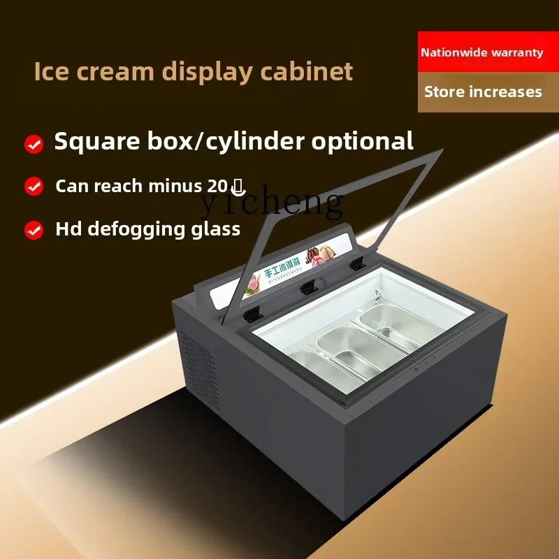

ZK small steel cannon ice cream display cabinet stall countertop frozen digging ball hard ice cream fried yogurt cabinet