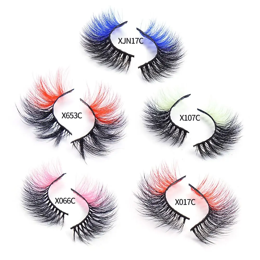 Natural Soft Fake Eyelashes Makeup Tool Party Women 3D Colorful Eyelashes Lashes Extension Mink Lashes Colored Lashes