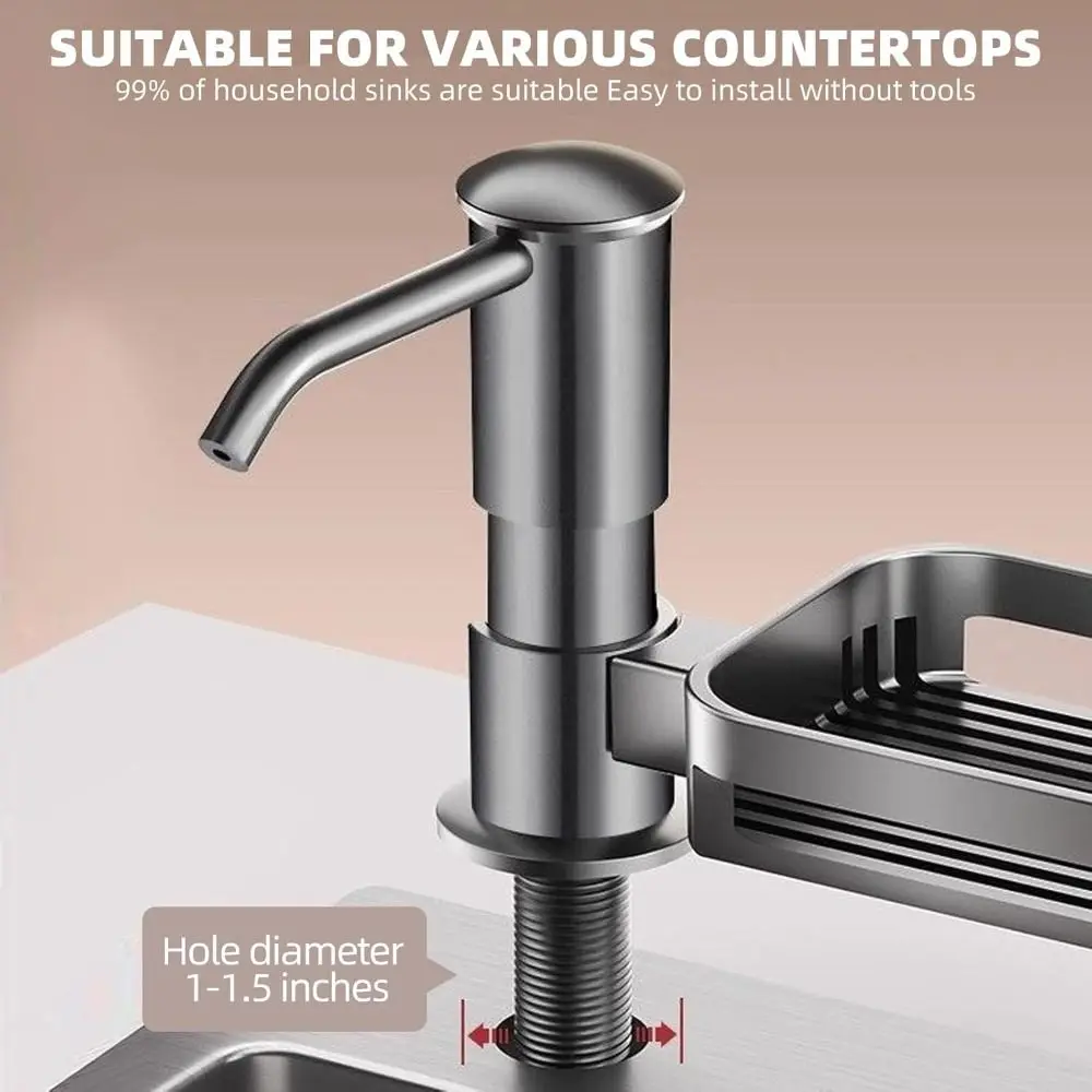 Brushed Nickel Built in Soap Dispenser Space Saving High Suction Power Sink Soap Dispenser Rust-proof Wear-resistance