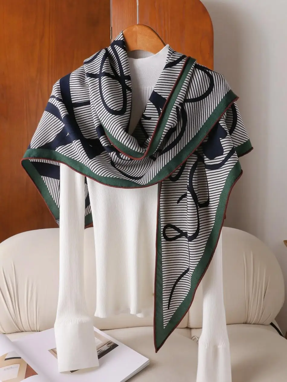 Triangular Shape Scarf Silk Wool Stole Neck Scarves Foulard Bag Belt Head Shoulder Decoration Gift Winter Accessories