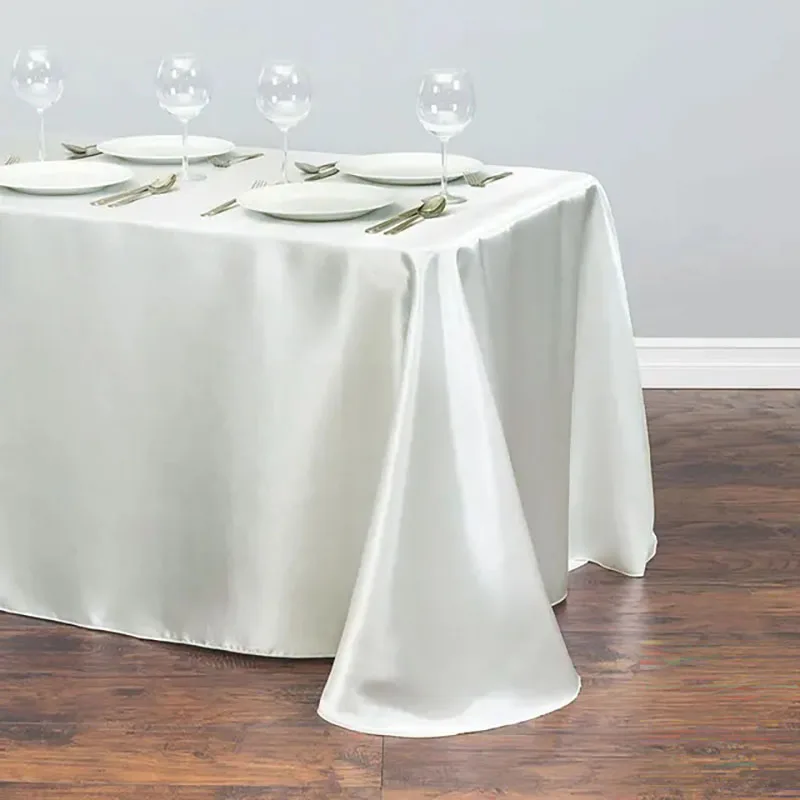 Wedding Tablecloth Rectangular Satin Table cloth Black Overlay Cover Champagne Table Cloth Party Dinner Banquet Decoration