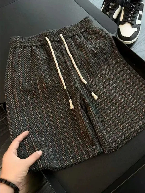 

Summer American Retro Floral Short Pants Men's Trendy Loose Drawstring Casual Five-Quarter Beach Sports Shorts Polyester Fiber