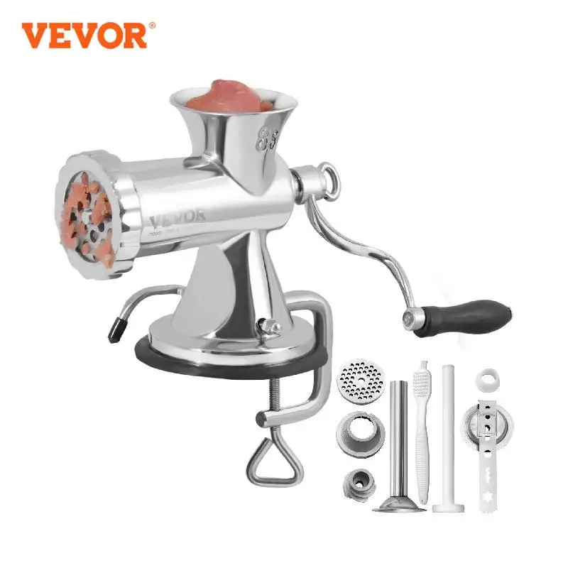 

VEVOR Manual Meat Grinder 304 Stainless Steel Hand Meat Grinder with Suction Cup + Steel Table Clamp Meat Mincer Sausage Maker