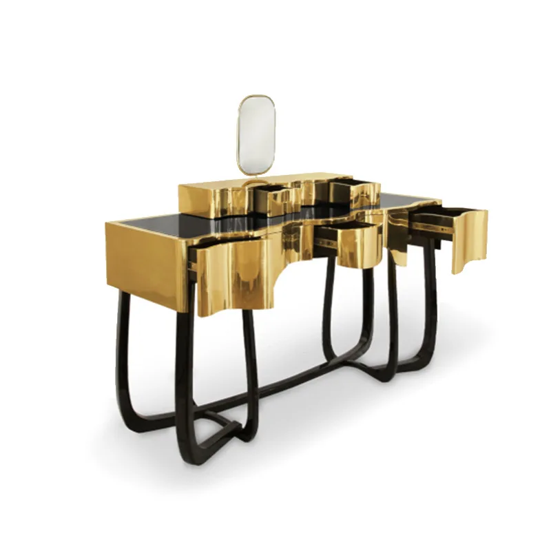 High-luxury multi-layer storage bedroom metal dresser integrated, high-end and practical