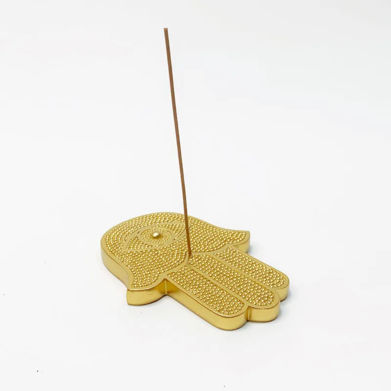 Incense Stick Holder Burner Hand Sculpture Tabletop Aromatherapy Ornament Living Room Office Reception Gift Gold Home Decor