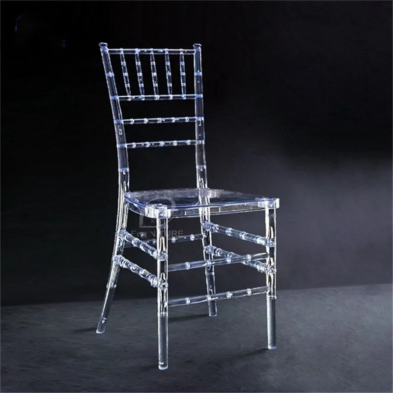 100 Pcs Hot Transparent Crystal Chiavari Detachable Acrylic Resin Funiture Wedding Chair For Wedding Moment Or Hotel Party